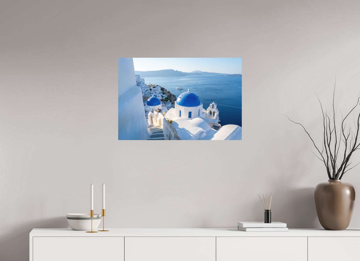 30 x 20″, Hahnemühle Photo Rag Bright White The Blue Domes of Oía