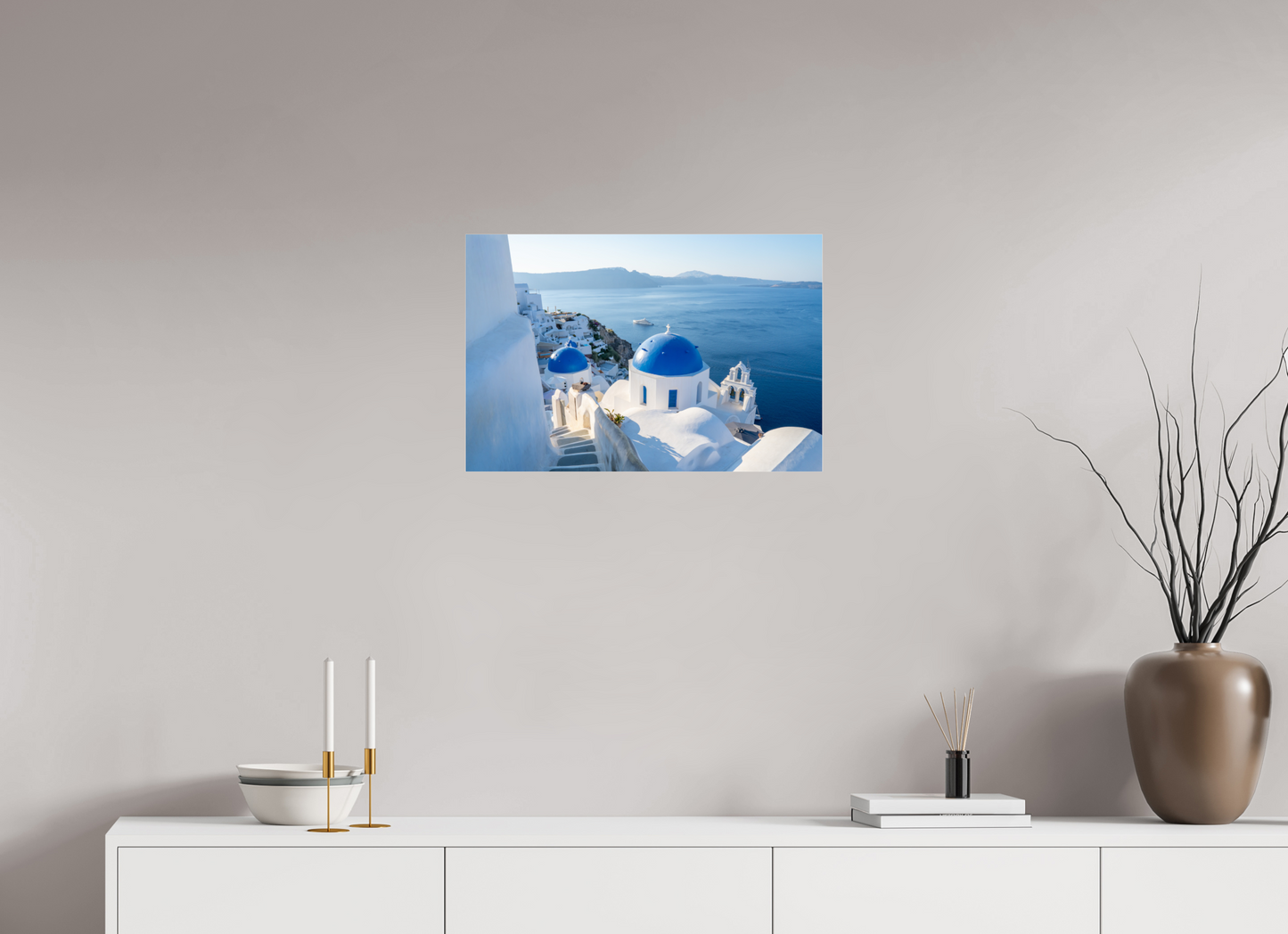24 x 16″, Acrylic Glass 0.08mm Fuji Crystal Archive DP II The Blue Domes of Oía