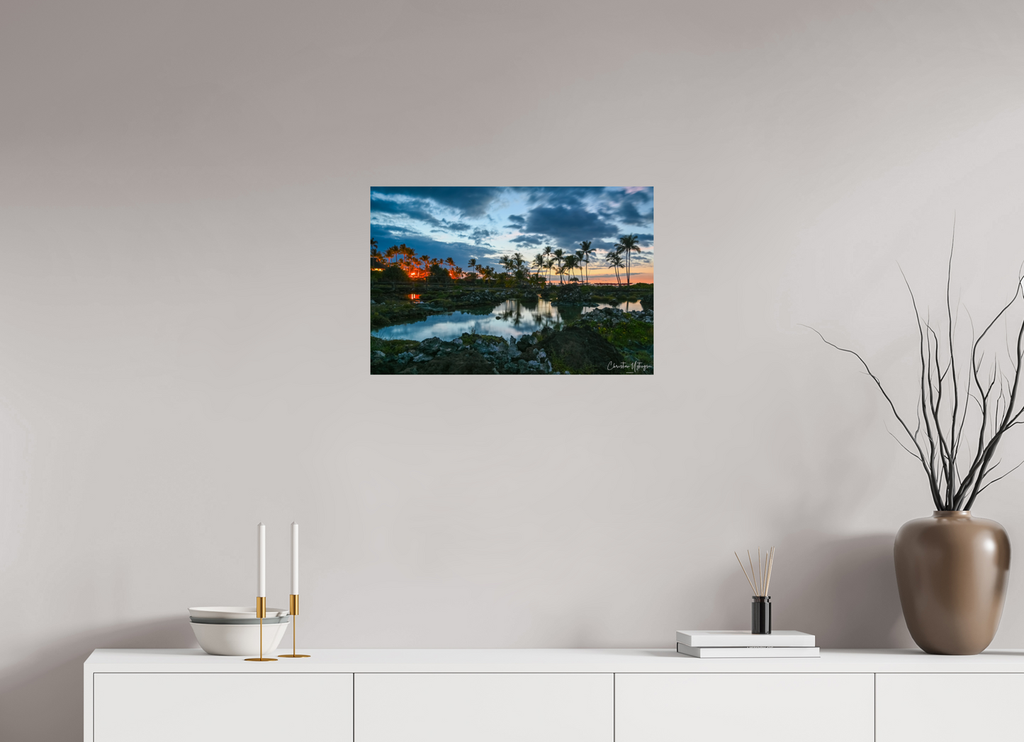 24 x 16″, ChromaLuxe HD Metal Print Twilight Palms