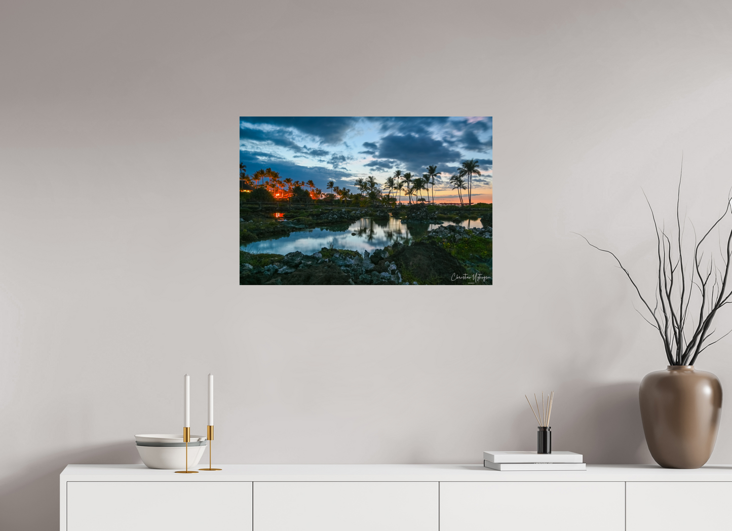 30 x 20″, ChromaLuxe HD Metal Print Twilight Palms