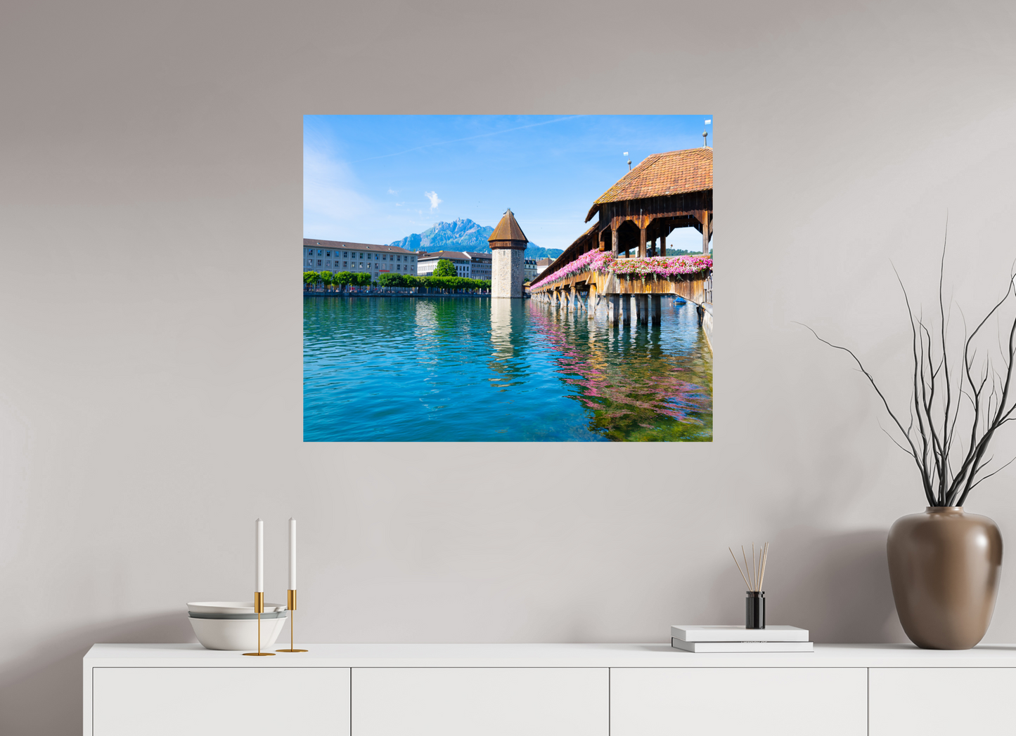35 x 28″, ChromaLuxe HD Metal Print The Chapel Bridge