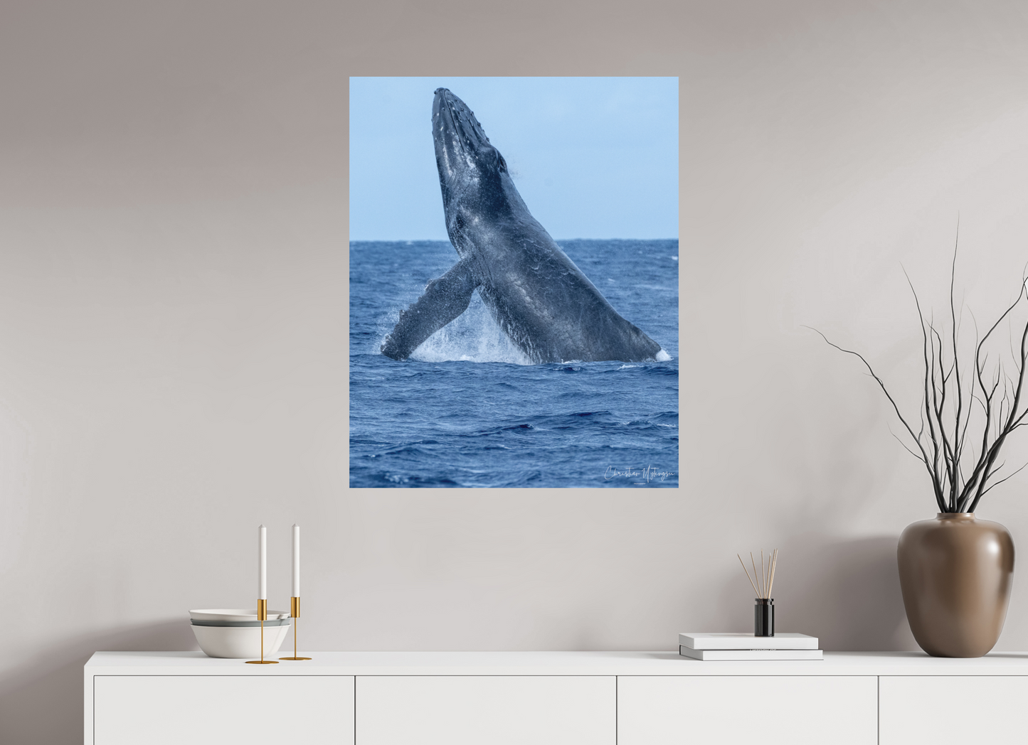 28 x 35″, Fuji Crystal DP II Matte Whale Greets Lāna'i