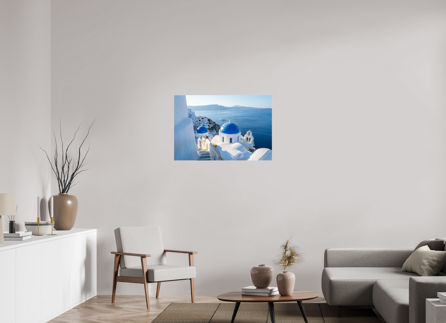 36 x 24″, Acrylic Glass 0.08mm Fuji Crystal Archive DP II The Blue Domes of Oía