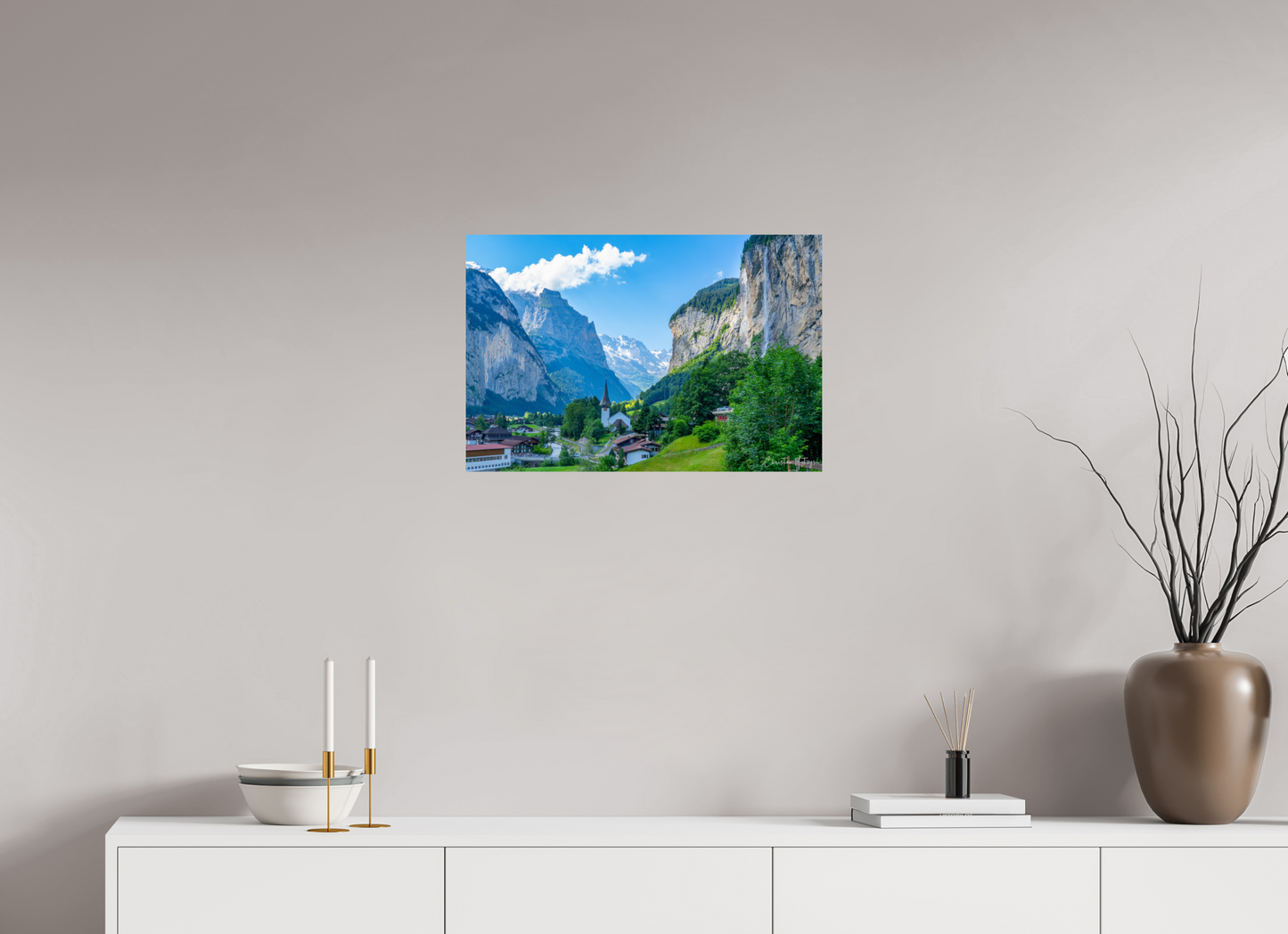 24 x 16″, ChromaLuxe HD Metal Print Lauterbrunnen Valley